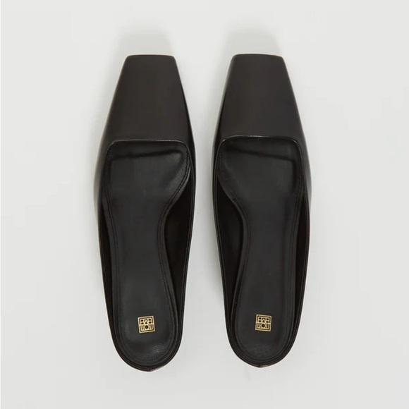 Toteme Mule Black 38 Square Toe Kitten Heel - Picture 2 of 9